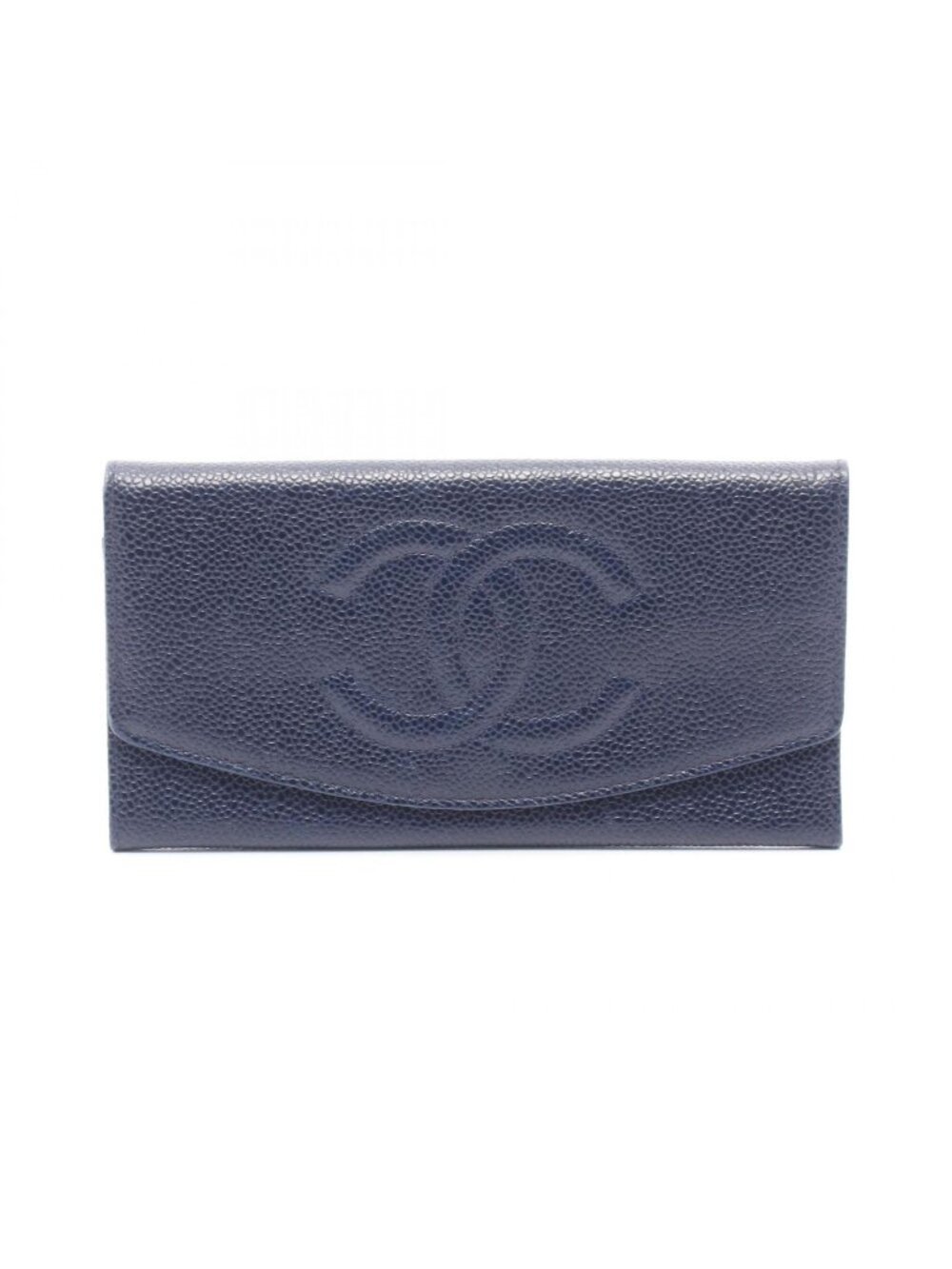 Chanel Bifold Wallet CC Logo Navy Calf